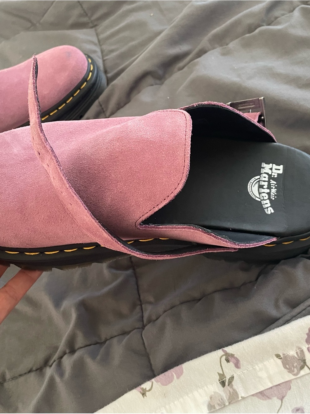 Dr. Martens Zebzag Pink Suede Mules - Picture 8 of 13